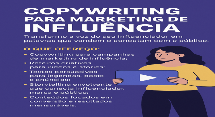 “Transformo a voz do seu influenciador em palavras que vendem e conectam com o público.”